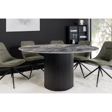 Invicta Stół UNIQUE okrągły ceramiczny szary marmurowy blat 120cm / 46382