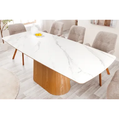Invicta Stół UNIQUE drewno dębowe optyka białego marmuru 200cm / 45142