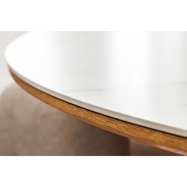 Invicta Stół UNIQUE drewno dębowe okrągły optyka białego marmuru 120cm / 45143