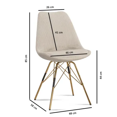 Invicta Krzesło tapicerowane Scandinavia beżowy sztruks 48cm / WL7.141