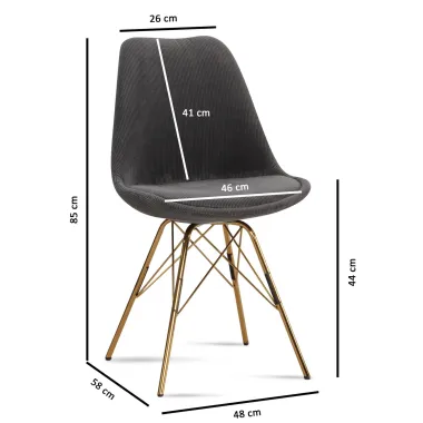 Invicta Krzesło tapicerowane Scandinavia szary sztruks 48cm / WL7.140