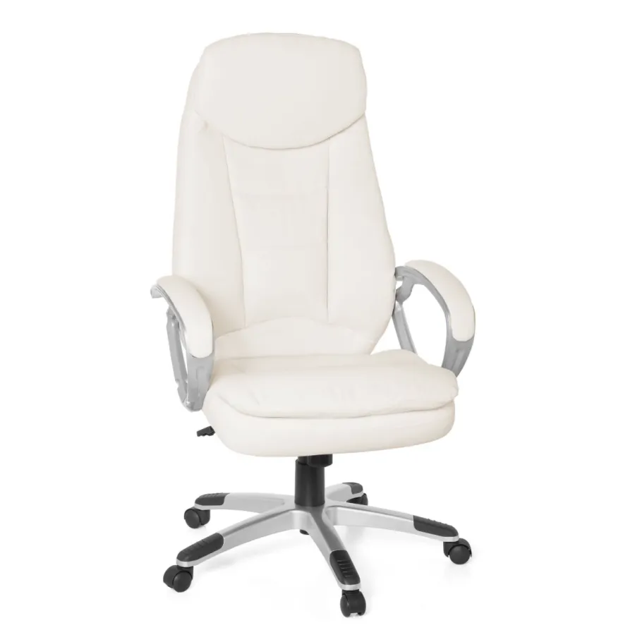 AMSTYLE Fotel biurowy MODERN kremowy imitacja skóry 67cm / SPM1.130