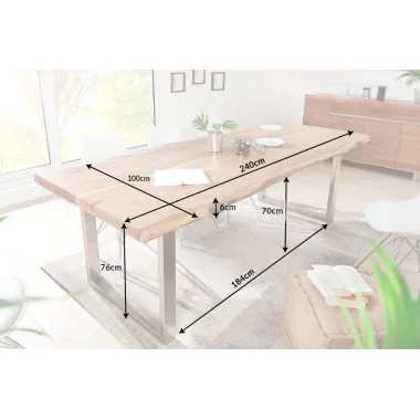 Invicta MAMMUT Stół do jadalni akacja blat 60mm brązowy 240cm / 40310