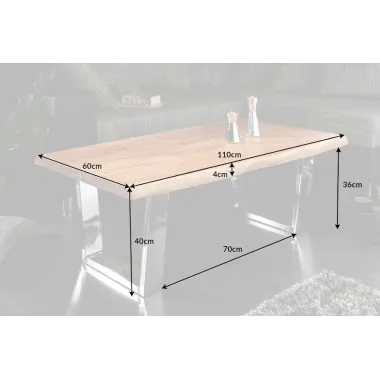 Invicta MAMMUT Stolik kawowy akacja blat 40mm brązowy 110cm / 6539738