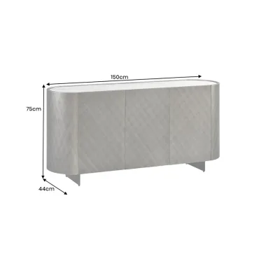 Invicta Komoda REFLECTION efekt 3D antracyt z blatem w optyce marmuru 150cm / 46501