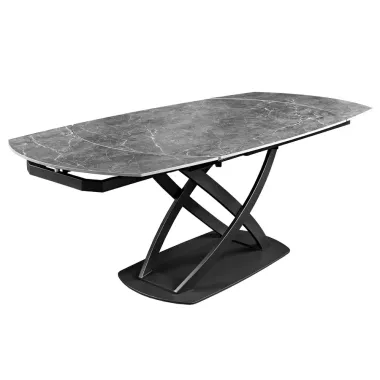 Invicta Stół rozkładany INCEPTION antracyt optyka marmuru ceramiczny obrotowy 130-190cm / 46424