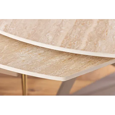 Invicta Stół rozkładany INCEPTION szampański optyka marmuru ceramiczny obrotowy 130-190cm / 46426