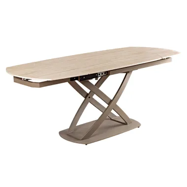 Invicta Stół rozkładany INCEPTION szampański optyka marmuru ceramiczny obrotowy 130-190cm / 46426