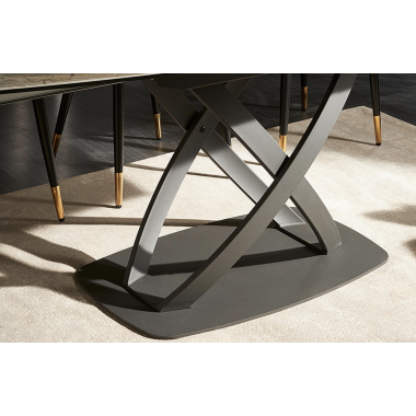 Invicta Stół rozkładany INCEPTION brązowy optyka marmuru ceramiczny obrotowy 130-190cm / 46425