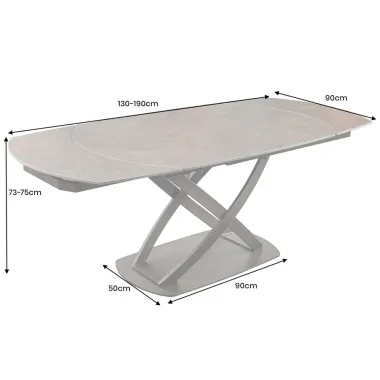 Invicta Stół rozkładany INCEPTION brązowy optyka marmuru ceramiczny obrotowy 130-190cm / 46425