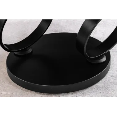 INVICTA Stolik kawowy DANCING RINGS 80-135cm biało czarny czarna rama / 46356