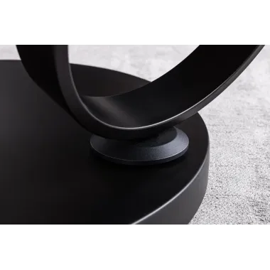 INVICTA Stolik kawowy DANCING RINGS 80-135cm biało czarny czarna rama / 46356