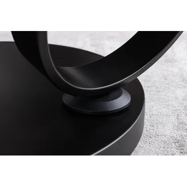 Invicta Stolik kawowy DANCING RINGS 80-135cm biało czarny marmur czarna rama / 46317