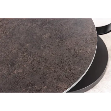 Invicta Stolik kawowy DANCING RINGS 80-135cm miedziany marmur czarna rama / 46316