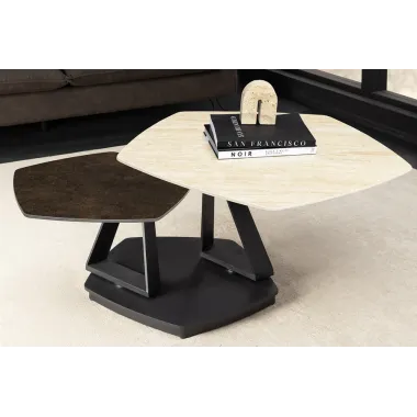 Invicta Stolik kawowy MOVEMENT 80-130cm, obrotowy blat ceramiczny / 46421