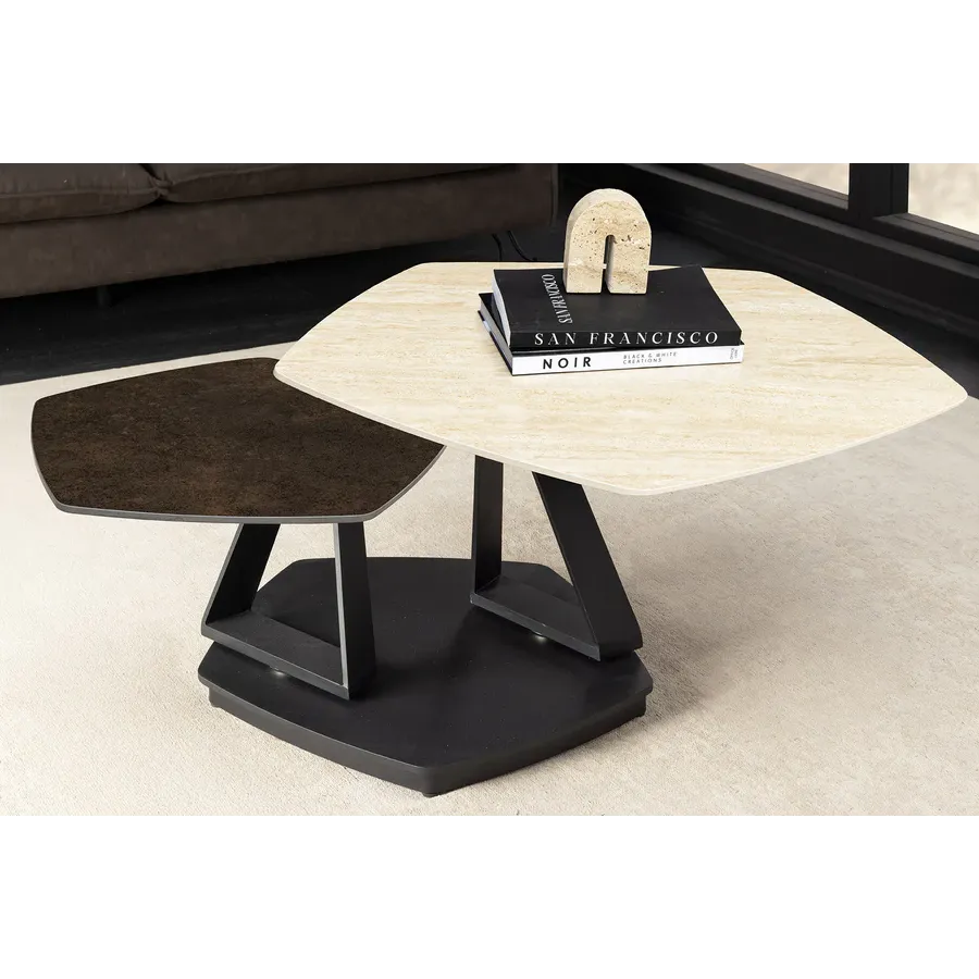 Invicta Stolik kawowy MOVEMENT 80-130cm, obrotowy blat ceramiczny / 46421