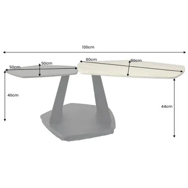 Invicta Stolik kawowy MOVEMENT 80-130cm, obrotowy blat ceramiczny / 46421