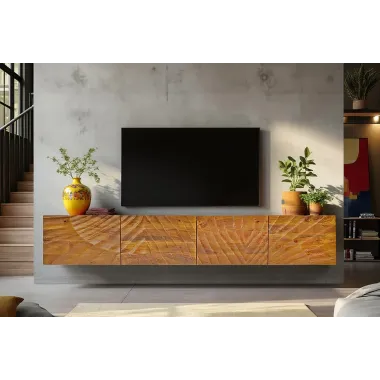 Invicta Szafka RTV wisząca SCORPION 3D mango 200 x 33 x 35cm / 46646