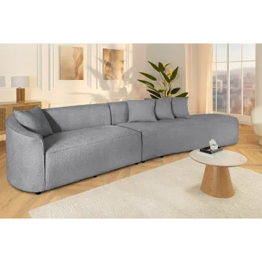 Invicta Sofa ATELIER L 3 osobowa XXL szara bouclé 340cm / 46547