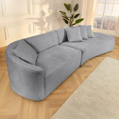 Invicta Sofa ATELIER L 3 osobowa XXL szara bouclé 340cm / 46547