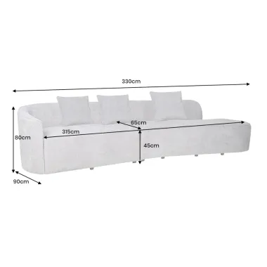 Invicta Sofa ATELIER L 3 osobowa XXL szara bouclé 340cm / 46547