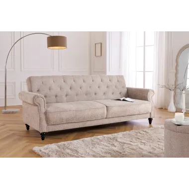 Invicta Sofa rozkładana MAISON BELLE AFFAIRE beżowe bouclé 220cm / 44236