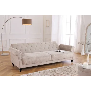 Invicta Sofa rozkładana MAISON BELLE AFFAIRE beżowe bouclé 220cm / 44236