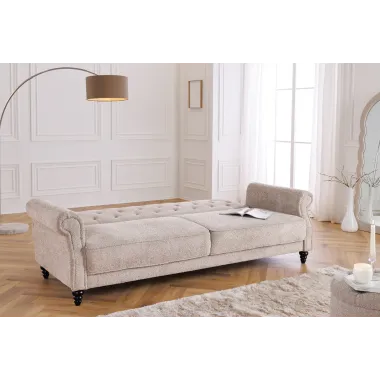 Invicta Sofa rozkładana MAISON BELLE AFFAIRE beżowe bouclé 220cm / 44236
