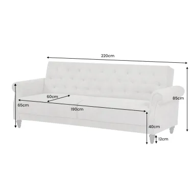 Invicta Sofa rozkładana MAISON BELLE AFFAIRE beżowe bouclé 220cm / 44236