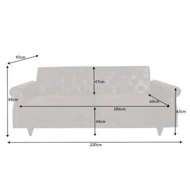 Invicta Sofa rozkładana MAISON BELLE AFFAIRE antyczny brąz mikrofibra 220cm / 40082