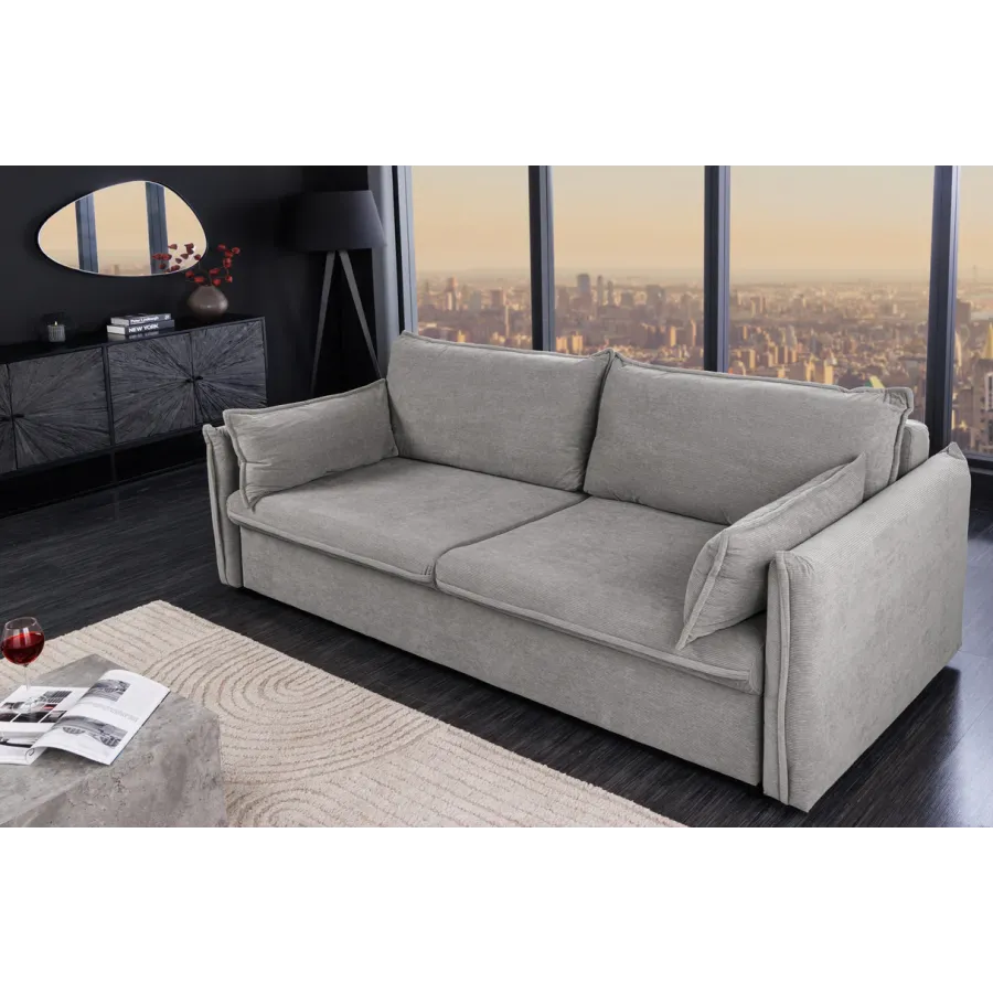 Invicta Sofa rozkładana APARTAMENT szary sztruks 215 x 90 x 100cm / 44503