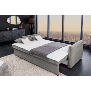 Invicta Sofa rozkładana APARTAMENT szary sztruks 215 x 90 x 100cm / 44503