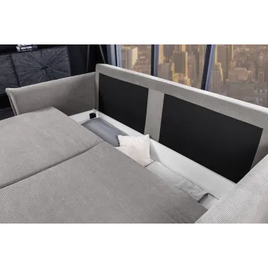 Invicta Sofa rozkładana APARTAMENT szary sztruks 215 x 90 x 100cm / 44503