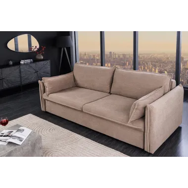 Invicta Sofa rozkładana APARTMENT taupe sztruks 215 x 90 x 100cm / 44502