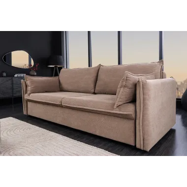 Invicta Sofa rozkładana APARTMENT taupe sztruks 215 x 90 x 100cm / 44502