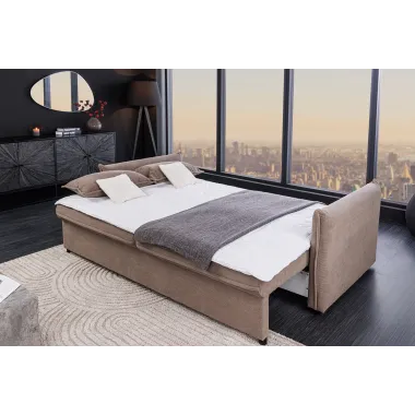 Invicta Sofa rozkładana APARTMENT taupe sztruks 215 x 90 x 100cm / 44502