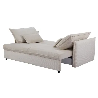 Invicta Sofa rozkładana APARTMENT ecru sztruks 215 x 90 x 100cm / 47132