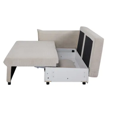 Invicta Sofa rozkładana APARTMENT ecru sztruks 215 x 90 x 100cm / 47132
