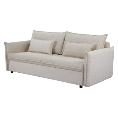 Invicta Sofa rozkładana APARTMENT ecru sztruks 215 x 90 x 100cm / 47132