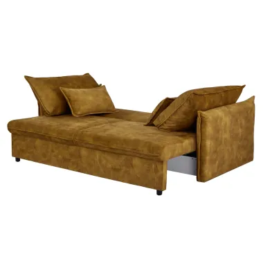 Invicta Sofa rozkładana APARTMENT musztardowo żółty aksamit 215 x 90 x 100cm / 47134