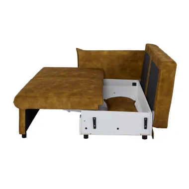 Invicta Sofa rozkładana APARTMENT musztardowo żółty aksamit 215 x 90 x 100cm / 47134