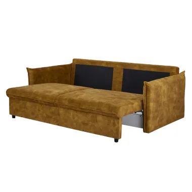 Invicta Sofa rozkładana APARTMENT musztardowo żółty aksamit 215 x 90 x 100cm / 47134