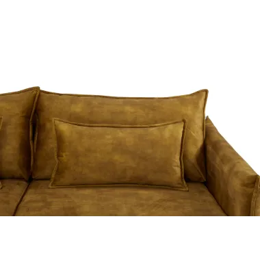 Invicta Sofa rozkładana APARTMENT musztardowo żółty aksamit 215 x 90 x 100cm / 47134