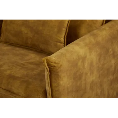 Invicta Sofa rozkładana APARTMENT musztardowo żółty aksamit 215 x 90 x 100cm / 47134