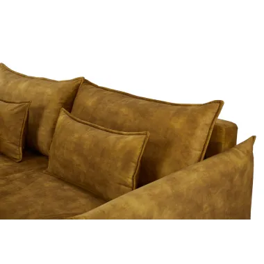Invicta Sofa rozkładana APARTMENT musztardowo żółty aksamit 215 x 90 x 100cm / 47134