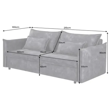 Invicta Sofa rozkładana APARTMENT musztardowo żółty aksamit 215 x 90 x 100cm / 47134