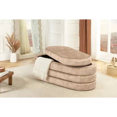 Invicta Ławka do siedzenia VOQUE szampański aksamit 113 x 48 x 49cm / 46686