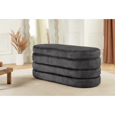 Invicta Ławka do siedzenia VOQUE szary aksamit 113 x 48 x 49cm / 46687