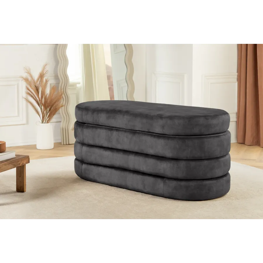 Invicta Ławka do siedzenia VOQUE szary aksamit 113 x 48 x 49cm / 46687