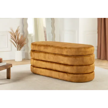Invicta Ławka do siedzenia VOQUE musztardowo żółty aksamit 115 x 48 x 49cm / 46690